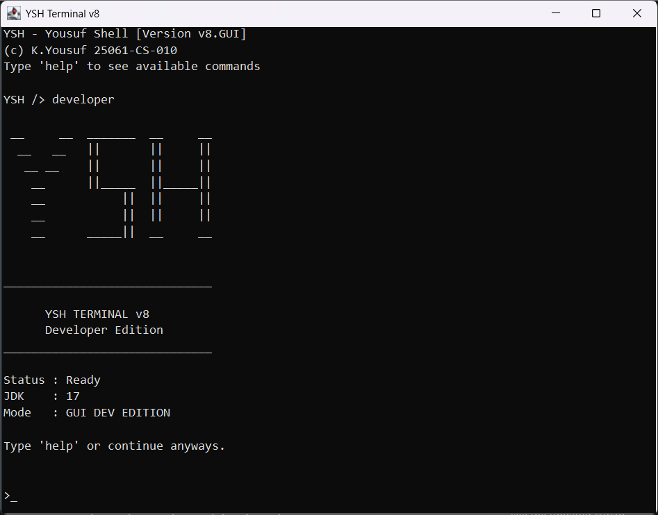YSH developer mode